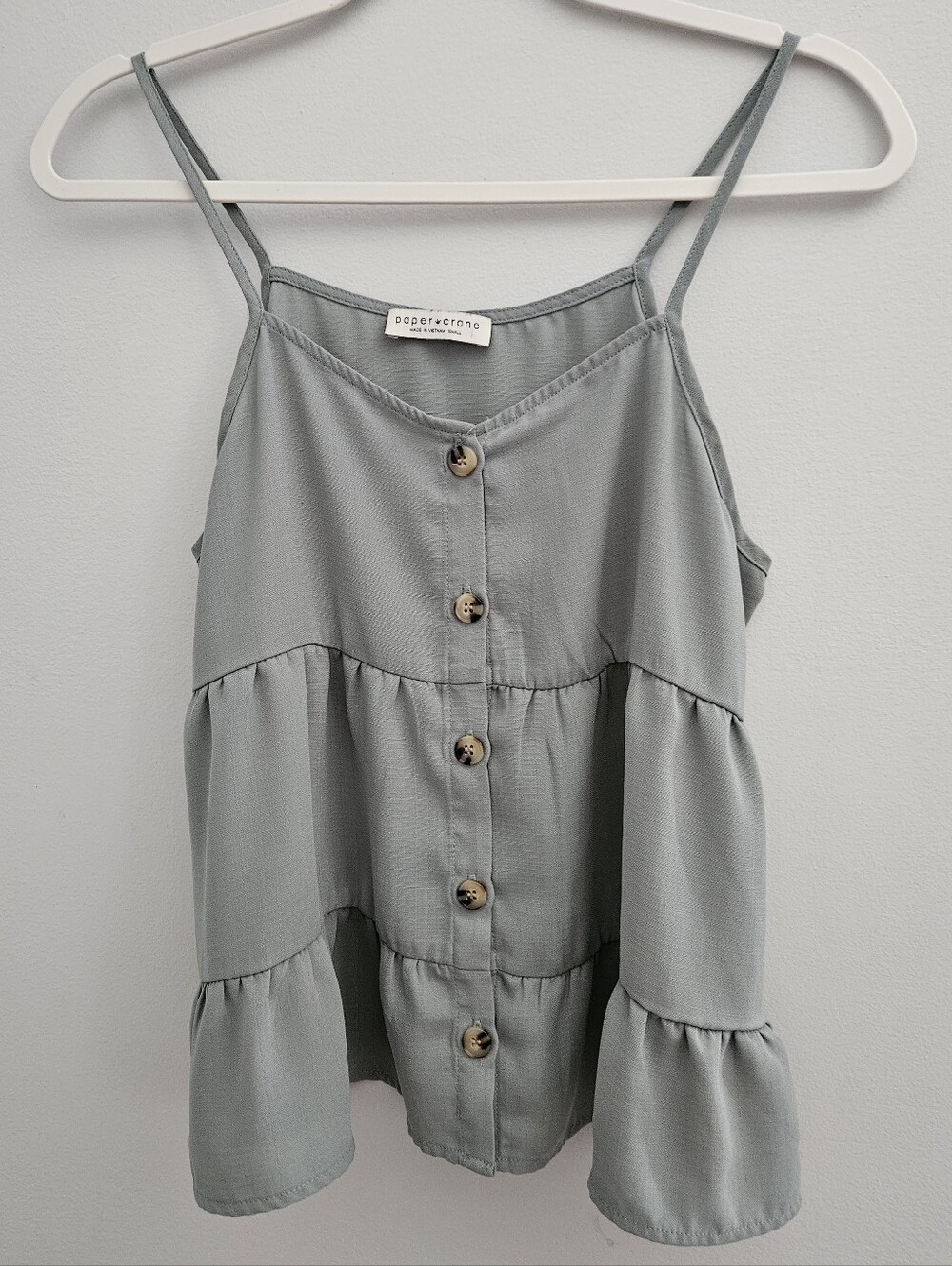 Paper Crane Sage Green Button-front Camisole Top